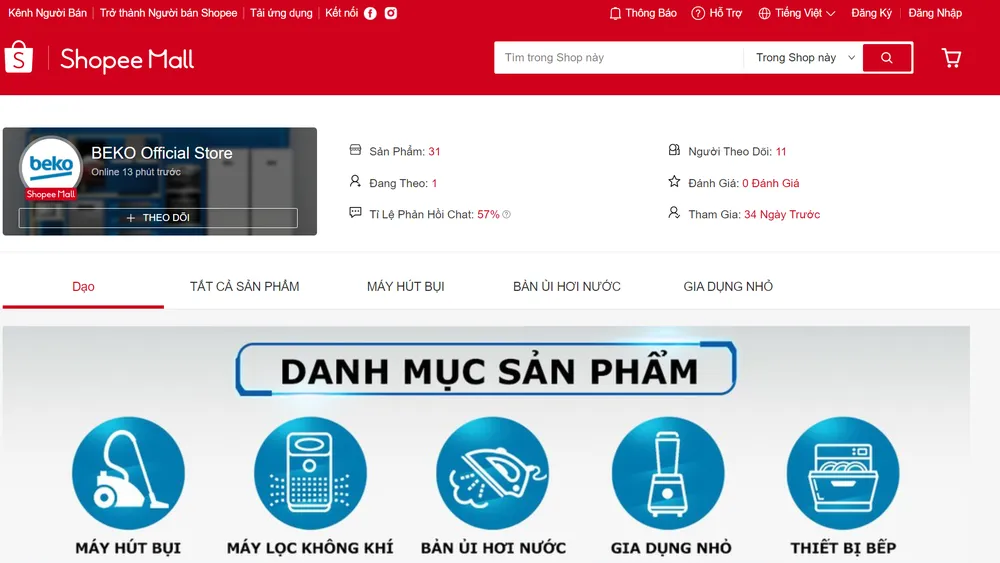 Các sản phẩm Beko chính hãng được bán trên các sàn TMĐT tại Việt Nam ảnh 1
