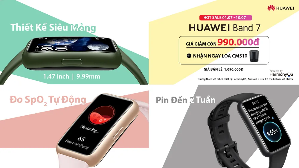 Band 7, vòng tay thể thao thông minh mỏng nhẹ nhất từ trước đến nay của HUAWEI ảnh 3