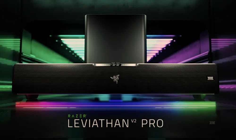 Razer Leviathan V2 Pro đại diện cho cải tiến mới nhất về âm thanh 3D, là soundbar dạng chùm đầu tiên trên thế giới dành cho máy tính để bàn có công nghệ sử dụng AI theo dõi chuyển động của đầu