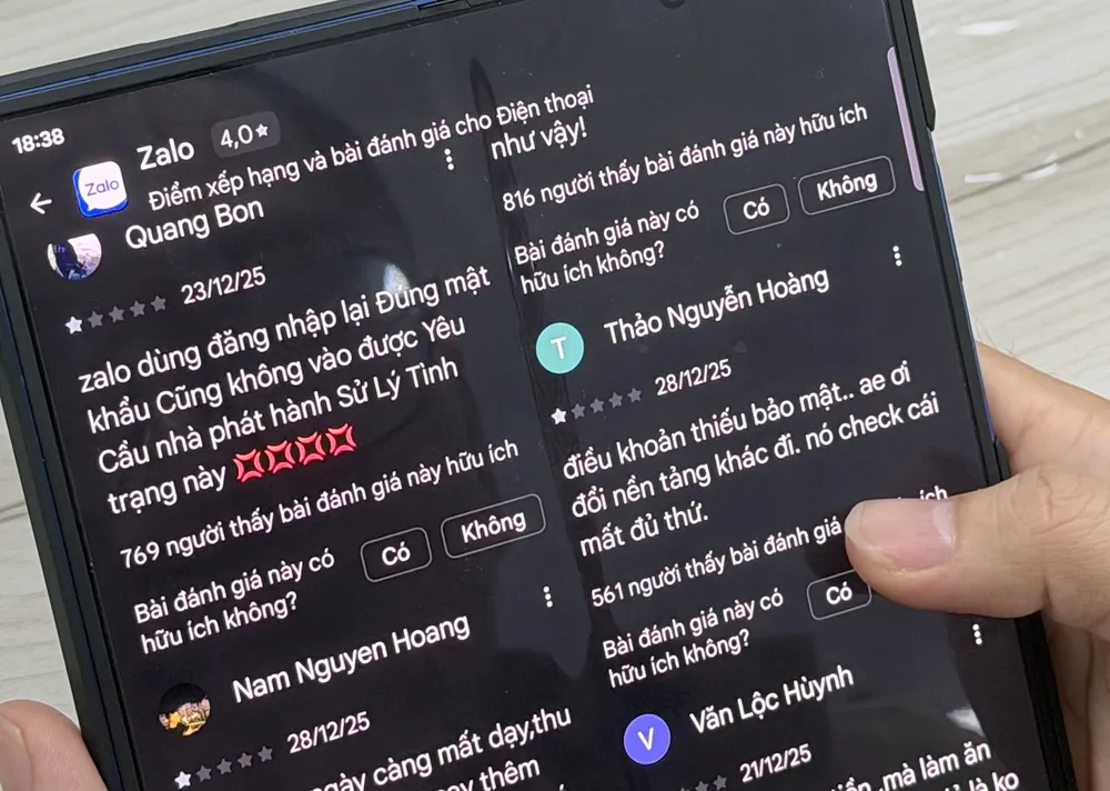Zalo đã nhận được các bình luận và đánh giá "một sao" trên kho ứng dụng CHPlay