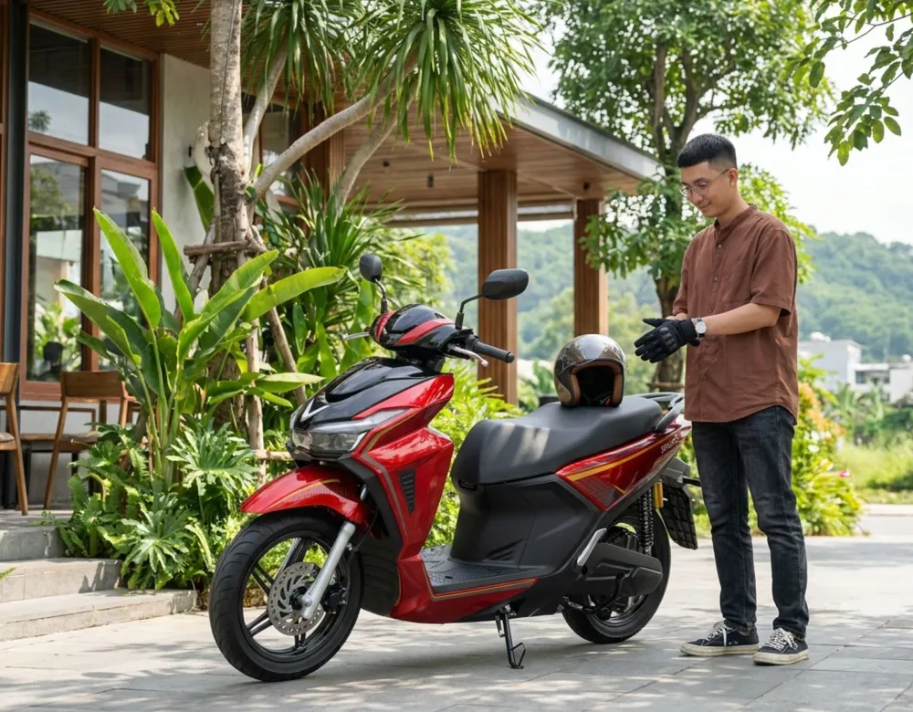 Kinet vẫn duy trì cốp dung tích 22 lít. Xe còn có Smart Key... và có cả chế độ thể thao.