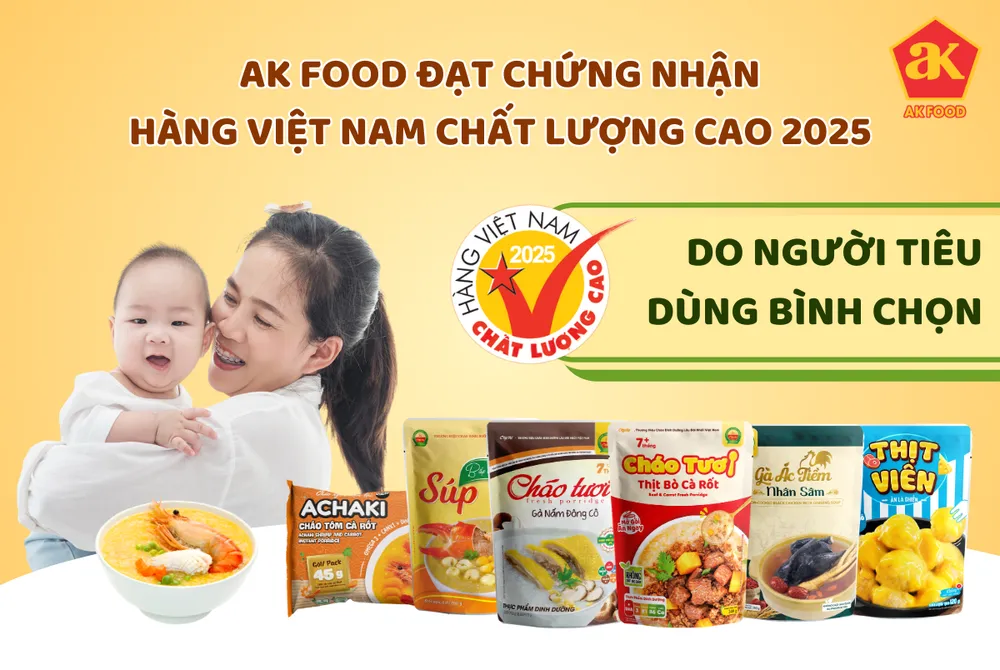AK FOOD đạt danh hiệu Hàng Việt Nam Chất lượng cao 2025: Khẳng định uy tín thực phẩm Việt trên thị trường quốc tế