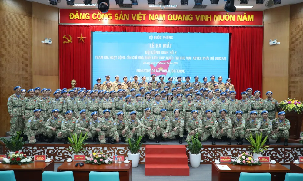 Đội Công binh số 2 tại lễ công bố quyết định thành lập. Ảnh: QUANG PHÚC Đội Công binh số 2 tại lễ công bố quyết định thành lập. Ảnh: QUANG PHÚC
