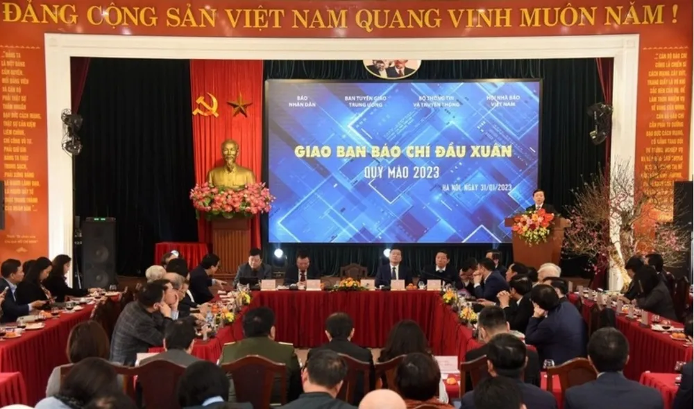 Quang cảnh hội nghị giao ban báo chí đầu xuân