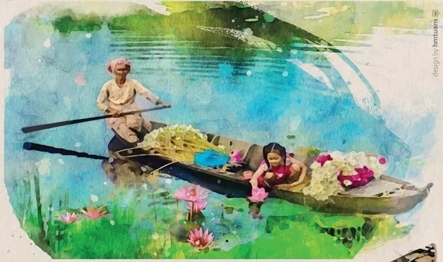 Poscard được in kèm tập tản văn