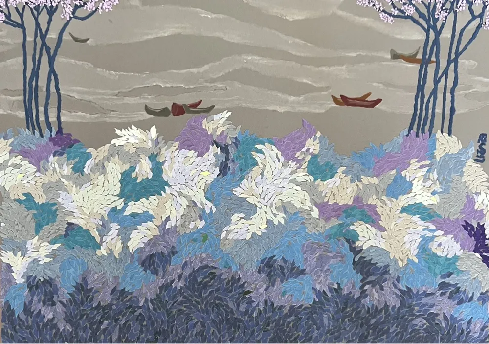 Tác phẩm "Ra khơi" - xé giấy của Hoàng Phương Liên Tác phẩm "Ra khơi" - xé giấy của Hoàng Phương Liên