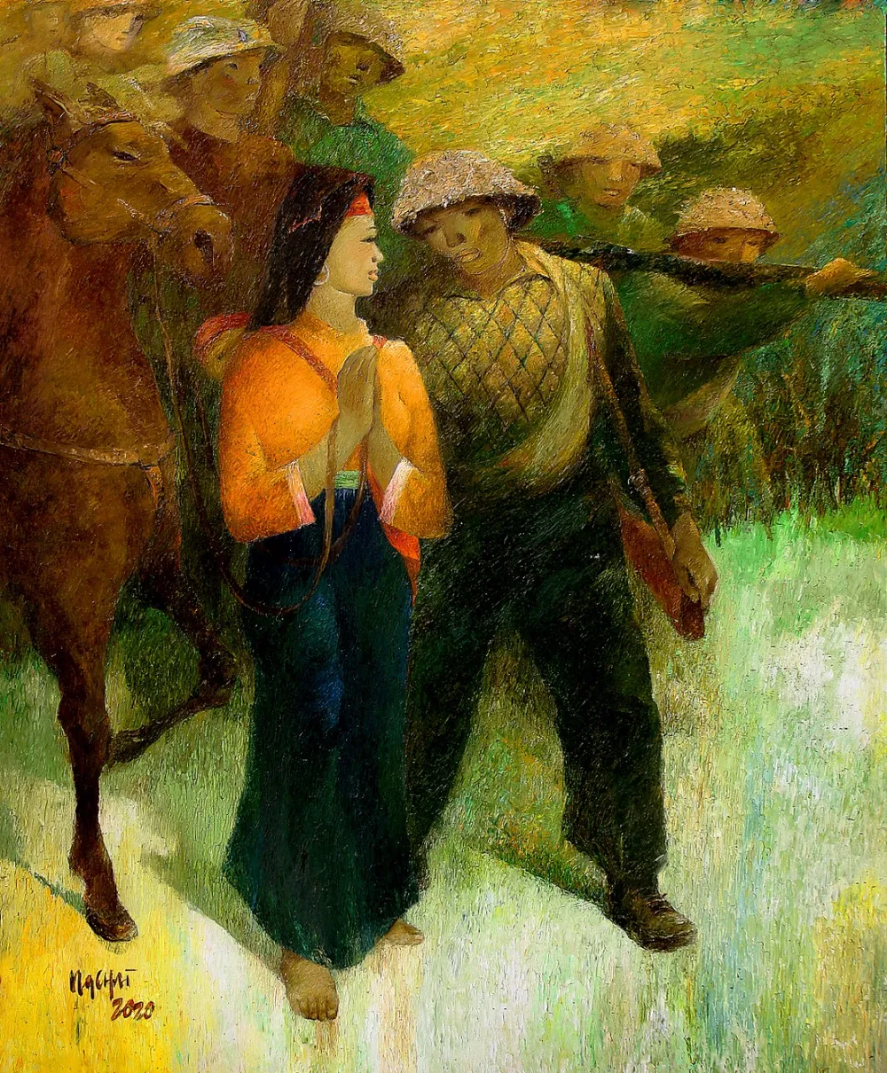 15.1.Ngân Chài - Trên đường ra trận -Sơn dầu - 180 x 145 -2020.jpg