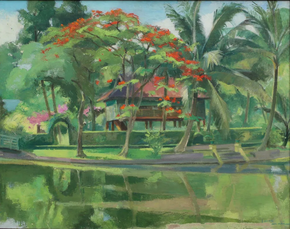 Tác phẩm Nhà Bác ở Phủ Chủ tịch - tác giả Lương Xuân Nhị trưng bày trong triển lãm