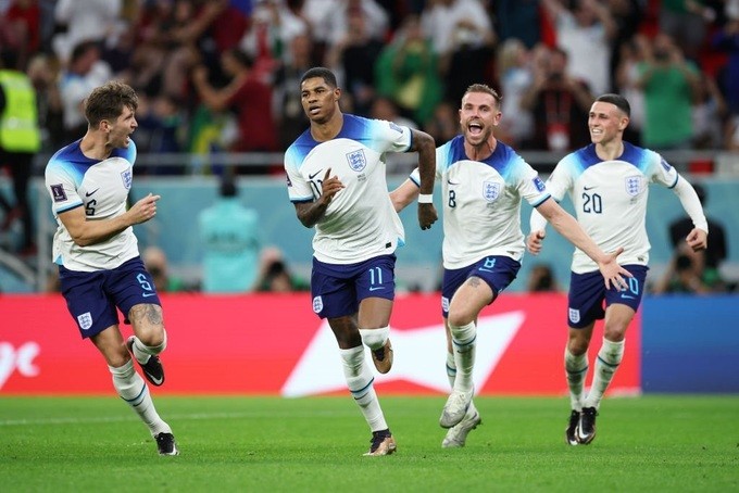  英格蘭球員慶祝進球（圖源：互聯網） 