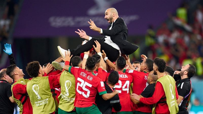 摩洛哥隊慶祝晉級（圖源：互聯網） 