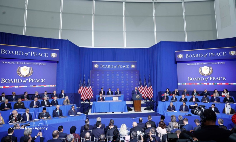 苏林总书记出席加沙和平委员会开幕会议。图自越通社