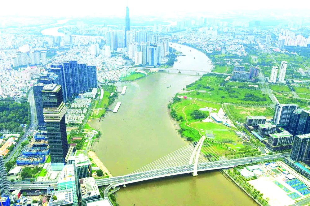 胡志明市的鸟瞰图。