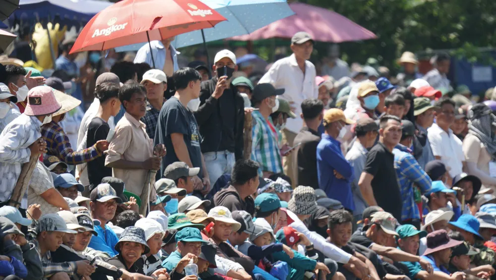 Cảnh người dân chen chúc để xem Hội đua bò Bảy Núi năm 2024.jpg