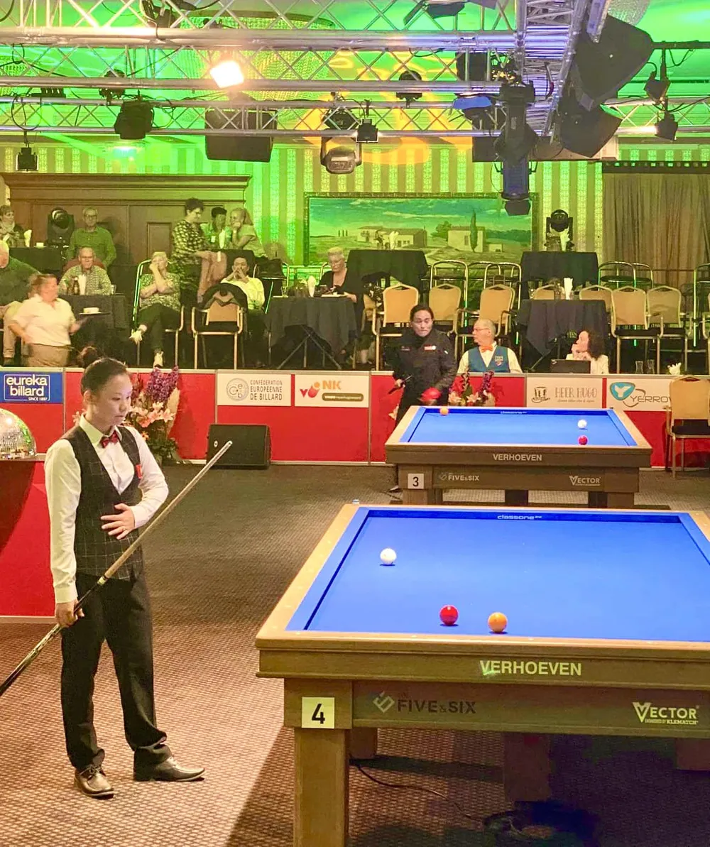 Billiards Carom 3 băng nữ Việt Nam có chiến tích đầu tiên ở giải vô địch thế giới ảnh 1