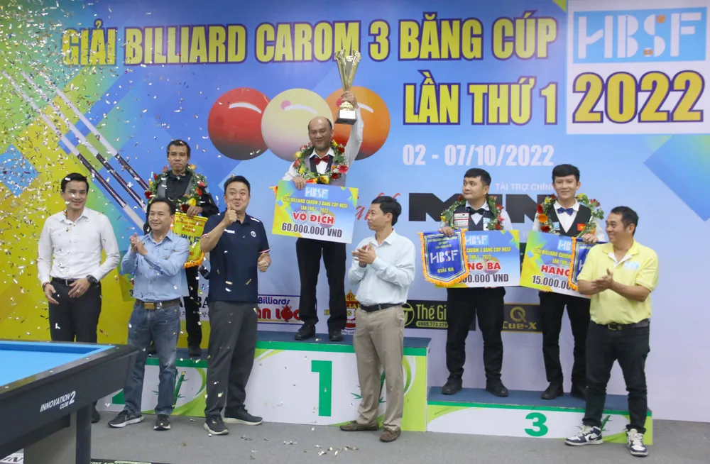 Mã Xuân Cường quật ngã Trần Quyết Chiến vô địch giải Billiard Carom 3 băng cúp HBSF lần thứ 1 năm 2022 ảnh 3