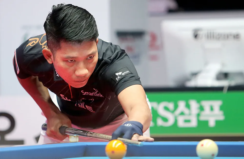 Ngô Đình Nại đang là cơ thủ Việt Nam chơi tốt nhất ở 2 Round. Ảnh: KIm Young Hun