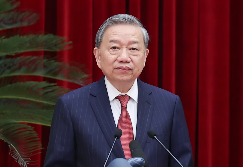 Tổng Bí thư Tô Lâm phát biểu bế mạc hội nghị. Ảnh: VIẾT CHUNG