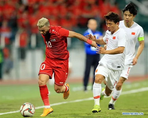 Syria và Trung Quốc (áo trắng) đang dẫn đầu bảng G