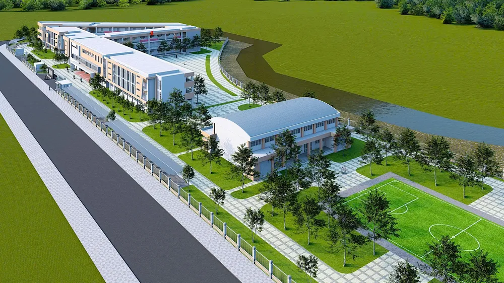 Phối cảnh Trường THCS Thị Trấn. Ảnh: QUANG HUY