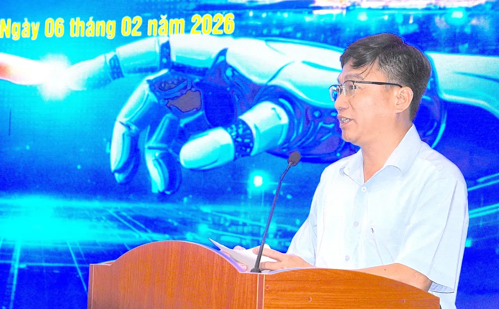 Phó Giám đốc Sở KH-CN TPHCM Trần Trọng Tuyên phát biểu tại hội nghị. ẢNH QUANG HUY