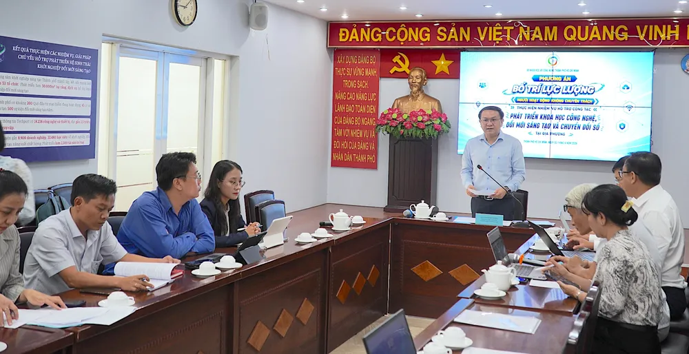 Giám đốc Sở KHCN TP Lâm Đình Thắng phát biểu tại hội nghị. ẢNH QUANG HUY