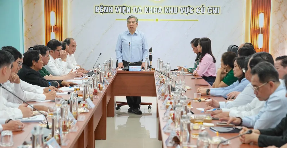 Đồng chí Nguyễn Phước Lộc phát biểu tại buổi làm việc. QUANG HUY