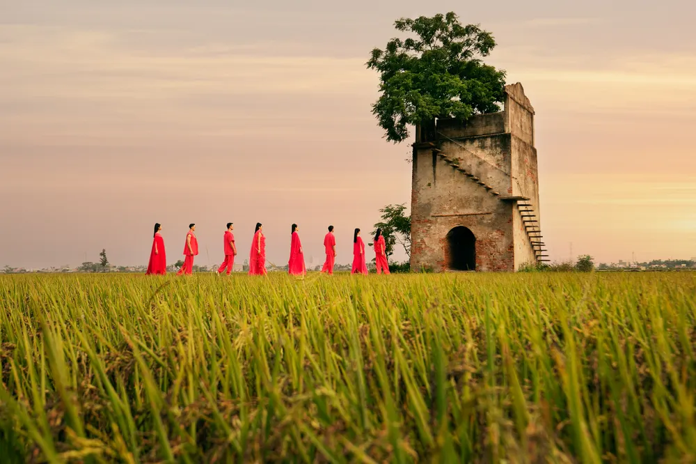 Sàn diễn độc đáo 150m bằng tre trên cánh đồng lúa  ảnh 13