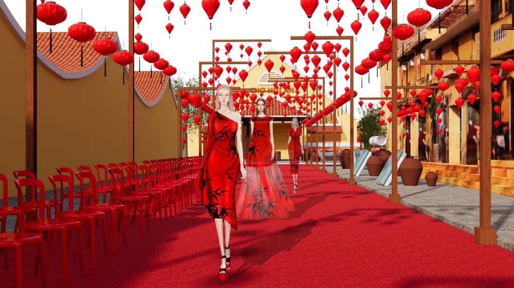 Cung đường đèn lồng đỏ chính là sân khấu đặc biệt cho show diễn "Phương đông rực rỡ"