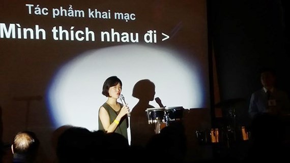 Director of the film Like for Likes, Park Hyun Jin speaks at the opening ceremony of the film festival.