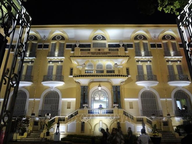 The Ho Chi Minh City Museum of Fine Arts is illuminated at night. (Photo: VNA)
