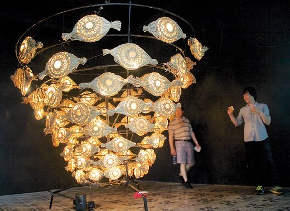 The first prize-winning art work titled "Nhung doi mat phu sa" (alluvial eyes) in the 4th HCM City Biennale Art Exhibition 2017