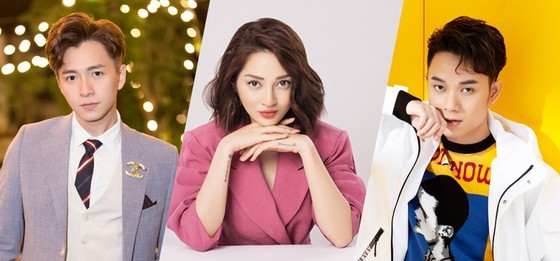 Singers Ngo Kien Huy (L), Bao Anh and Truc Nhan (R)