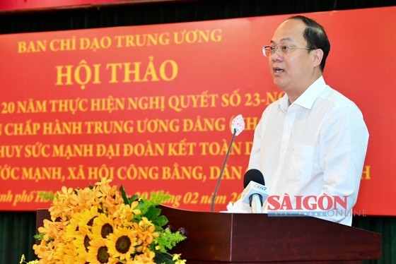 Vice Secretary of the HCMC Party Committee Nguyen Ho Hai speaks at the event. (Photo: SGGP)