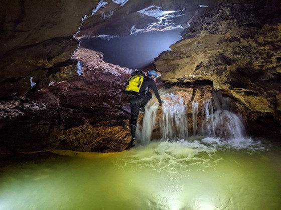 Underground river inside the cave