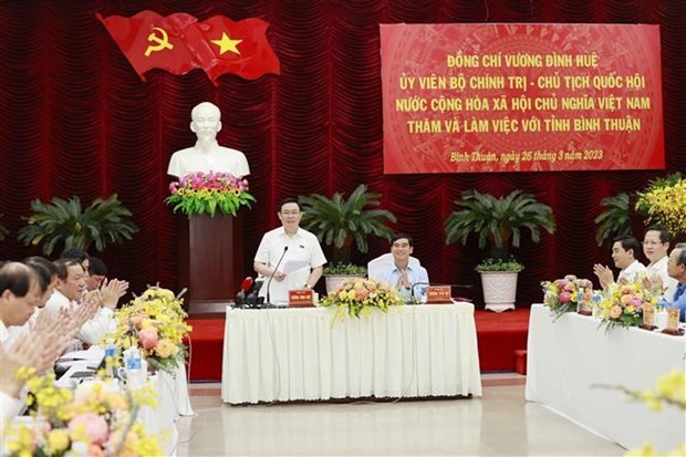 NA Chairman Vuong Dinh Hue speaks at the event (Photo: VNA)