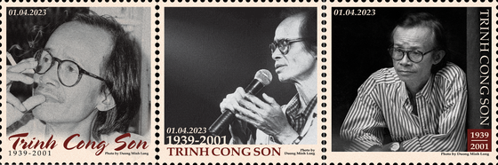 A collection of stamps of musician Trinh Cong Son