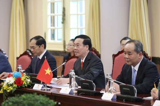 Vietnamese President Vo Van Thuong speaks at the meeting. (Photo: SGGP)