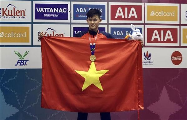 Swimmer Pham Thanh Bao sets a new SEA Games record in the men’s 200m breaststroke with 2 minutes 11 seconds and 45 (Photo: VNA) Swimmer Pham Thanh Bao sets a new SEA Games record in the men’s 200m breaststroke with 2 minutes 11 seconds and 45 (Photo: VNA)
