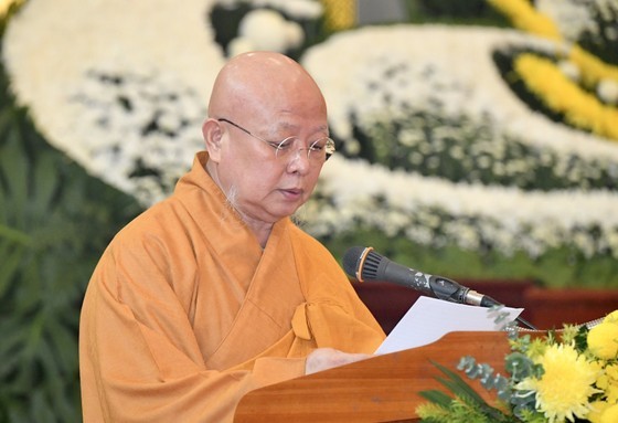 Most Venerable Thich Le Trang speaks at the event. (Photo: SGGP)