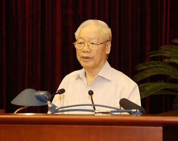 Party General Secretary Nguyen Phu Trong speaks at the meeting. (Photo: VNA)