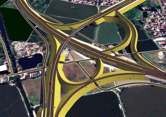 An artist's impression of the road connecting Phap Van - Cau Gie expressway with Ring Road No 3