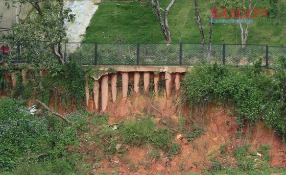 The exposed foundation of construction works after prolonged rains The exposed foundation of construction works after prolonged rains