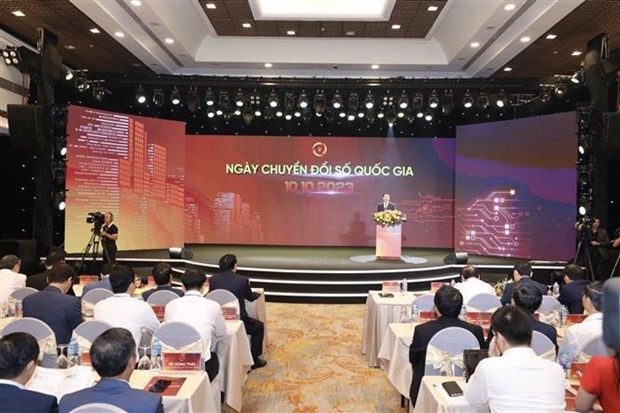 An overview of the event held in Hanoi on October 10 to mark National Digital Transformation Day 2023 (Photo: VNA) An overview of the event held in Hanoi on October 10 to mark National Digital Transformation Day 2023 (Photo: VNA)