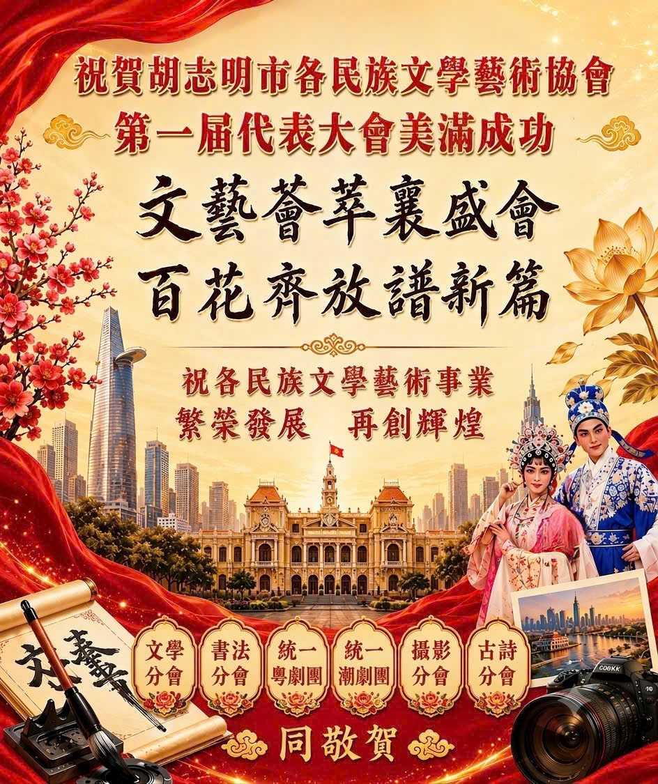 热烈祝贺胡志明市各民族文学艺术协会第一届代表大会圆满成功