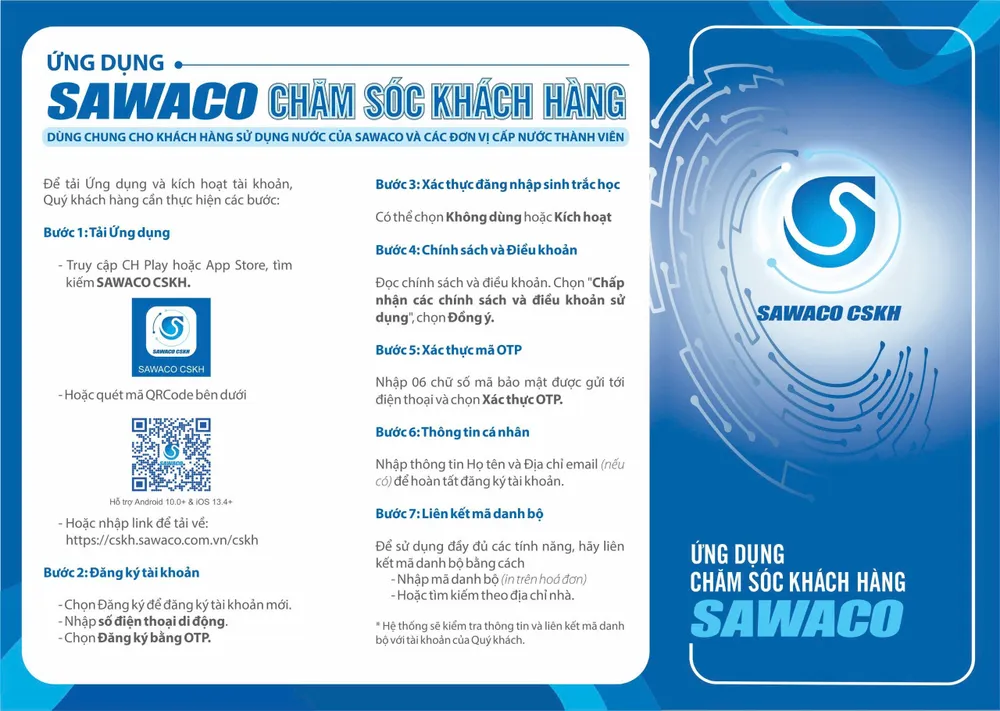 Giao diện ứng dụng Chăm sóc khách hàng SAWACO