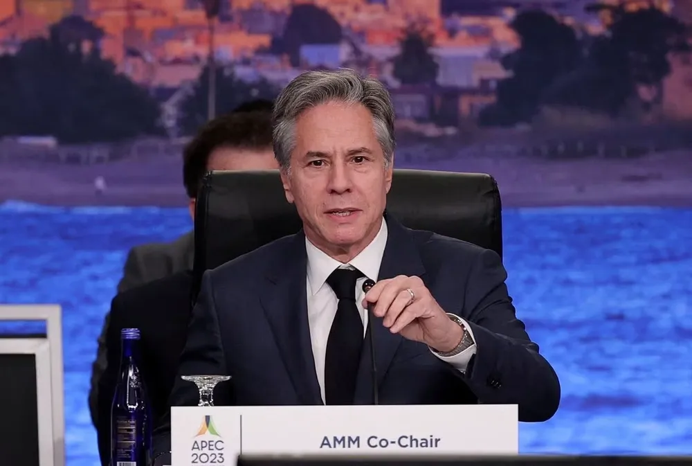 Ngoại trưởng Mỹ Antony Blinken chủ trì cuộc họp Ngoại trưởng các thành viên APEC. Ảnh: REUTERS