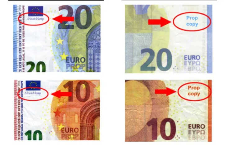 Cách phân biệt EUR thật (bên trái) và giả. Ảnh: website Bundesbank