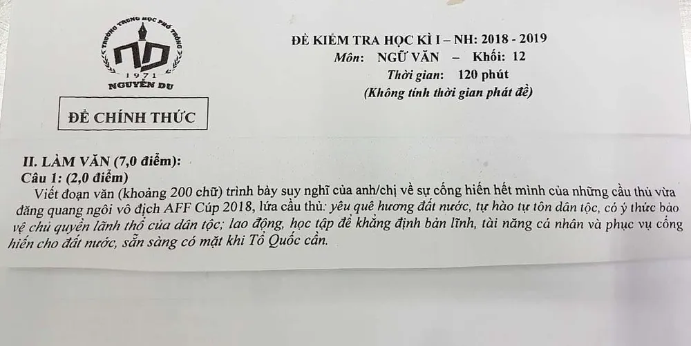 Chiến thắng của đội tuyển Việt Nam tại AFF Cup 2018 vào nhiều đề thi học kỳ 1 ảnh 1