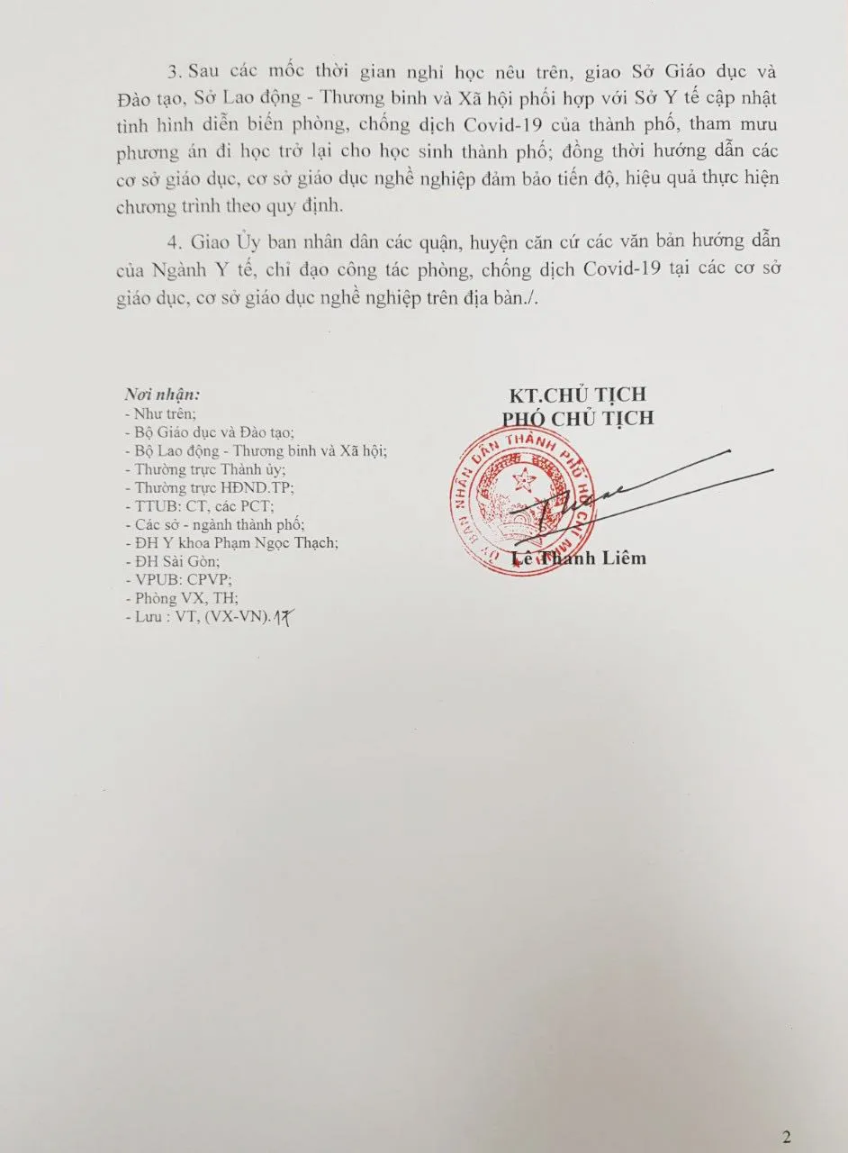 TPHCM: Học sinh nghỉ học đến ngày 15-3, lớp 12 đến ngày 8-3 ảnh 2