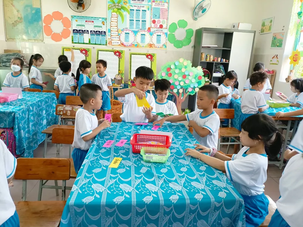 Học sinh Trường Tiểu học Nguyễn Văn Ngỡi (TP Thủ Đức) trong một tiết học trên lớp